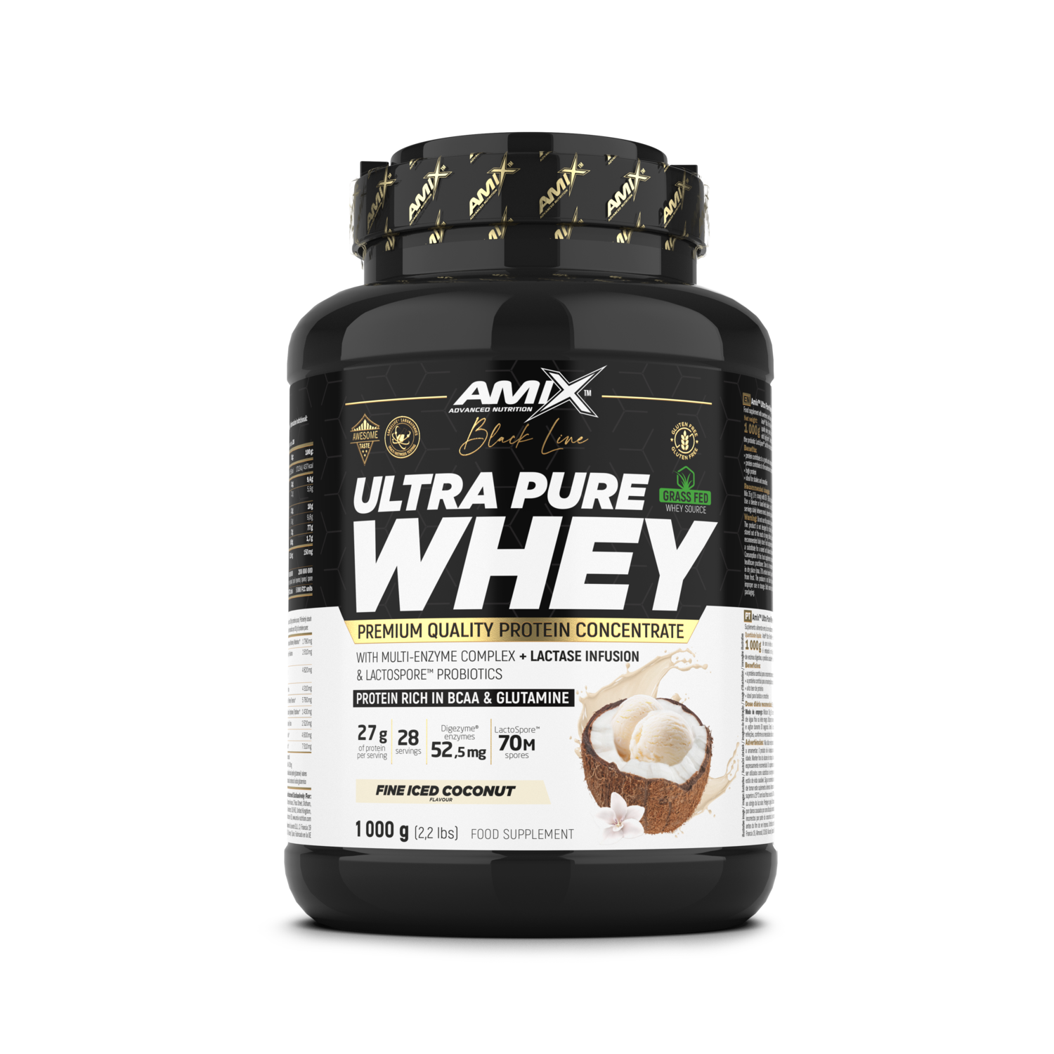  Protéine de lactosérum ultra pure Amix™ Black 1000 g - Noix de coco